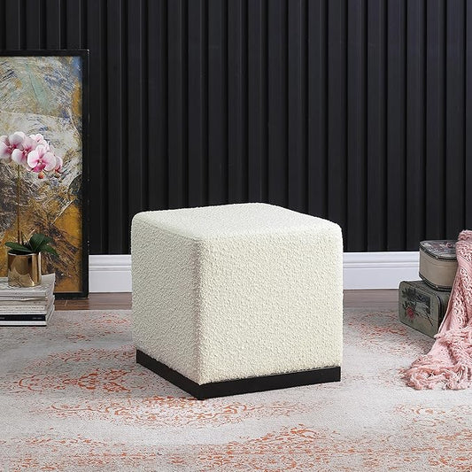 HomePop Cube Ottoman| HomePop Home Décor |Square Ottoman - Cream Boucle