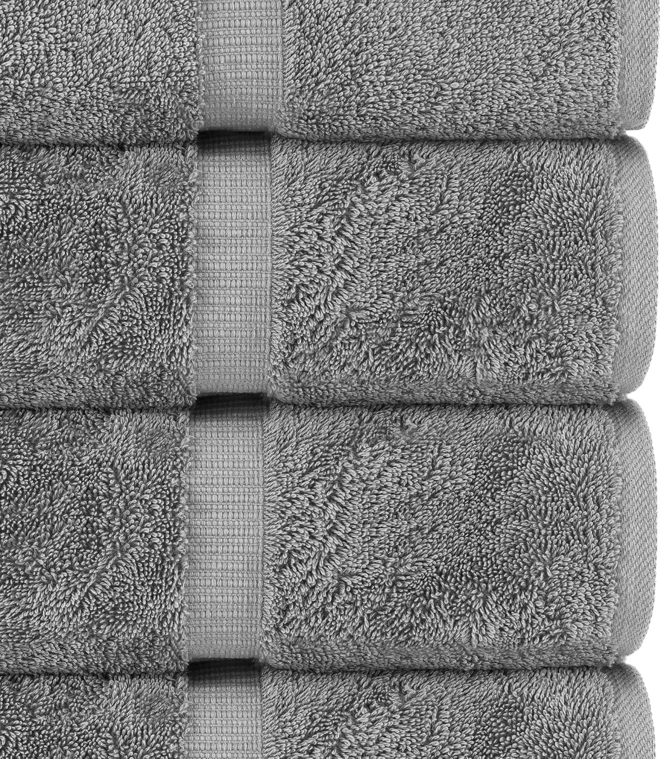 Chakir Turkish Linens 4 Piece Bath Towel Set, 100% Cotton Luxury Turkish Towels for Bathroom, Soft Absorbent Bath Towels, 27 x 54 Inches, Gray