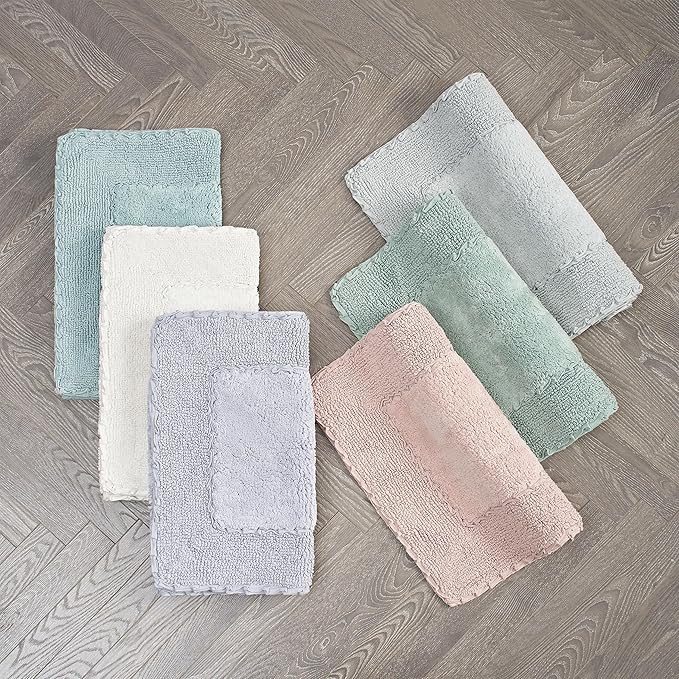 Laura Ashley Ruffle Border 100% Cotton Bath Rug, Dark Gray, 17"x 24"