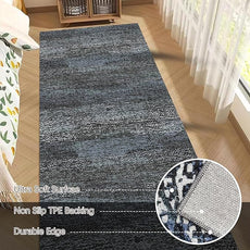 RUGSURE Washable Area Rug - 1/6 Thick - Stain & Water Resistant Non-Slip - Resistant Rug for Living Room, Bedroom, Nursery, Pet & Child Friendly, Vintage Charm Area Rugs (Darkgrey+Bule, 2'6'' x 8')