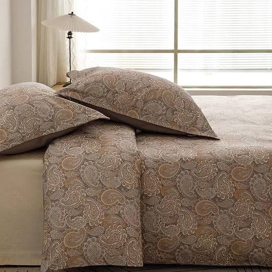 HeimenAogo Egyptian Cotton Duvet Cover Set - Luxurious California King Size with Silky Soft Sateen Weave, Boho Style, Zipper Closure, Paisley Pattern