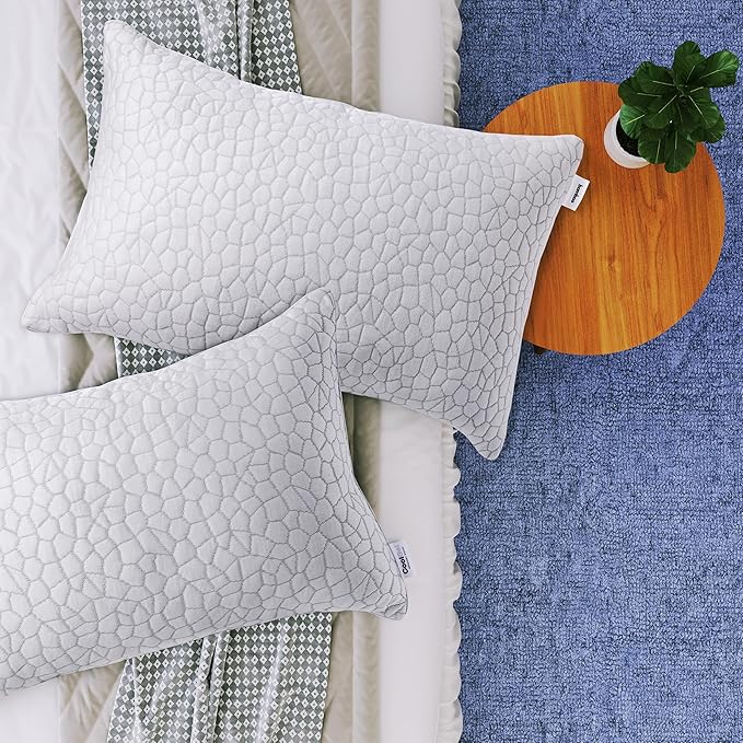 Cool Gel Cooling Pillow for Hot Sleepers - King Size Set of 2 Shredded Memory Foam Pillows for Sleeping - Adjustable Neck & Shoulder Support, Reversible Cover, Hypoallergenic & Breathable