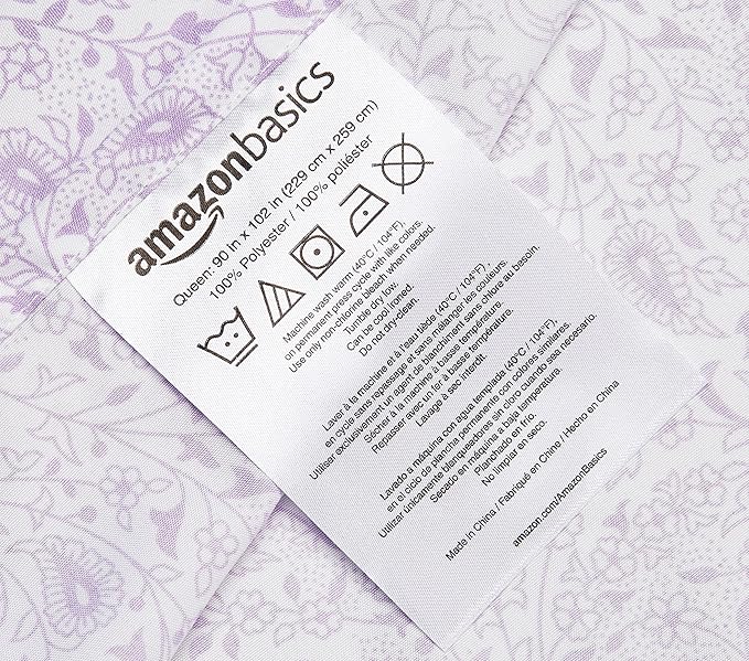Amazon Basics Lightweight Super Soft Easy Care Microfiber Bed Sheet 3 Piece Set with 14" Deep Pockets - Twin XL, Lavender Paisley AmazonBasics