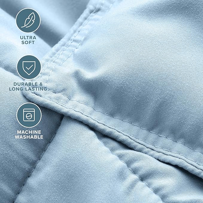 Bare Home Comforter Set - Queen Size - Ultra-Soft - Goose Down Alternative - Premium 1800 Series - Reversible - All Season Warmth (Queen, Light Blue)