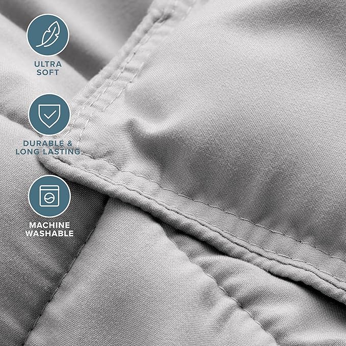 Bare Home Comforter Set - Queen Size - Ultra-Soft - Goose Down Alternative - Premium 1800 Series - All Season Warmth (Queen, Light Grey)