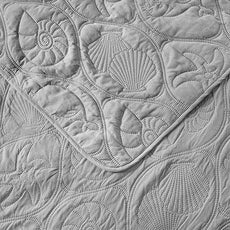 Pure Bedding Quilt Set Full/Queen Size Light Grey - Oversized Bedspread, Soft Microfiber Coverlet for All Season - Includes 1 Quilt and 2 Shams, Ocean Star Pattern