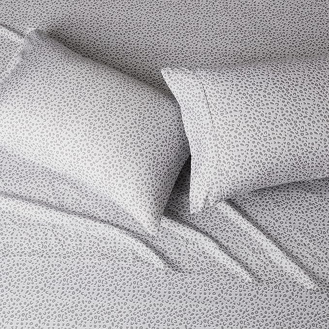 Amazon Basics Lightweight Super Soft Easy Care Microfiber 4 Piece Bed Sheet Set With 14-inch Deep Pockets - Queen, Gray Cheetah,Printed AmazonBasics
