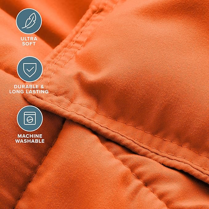 Bare Home Comforter Set - Queen Size - Ultra-Soft - Goose Down Alternative - Premium 1800 Series - All Season Warmth (Queen, Orange)