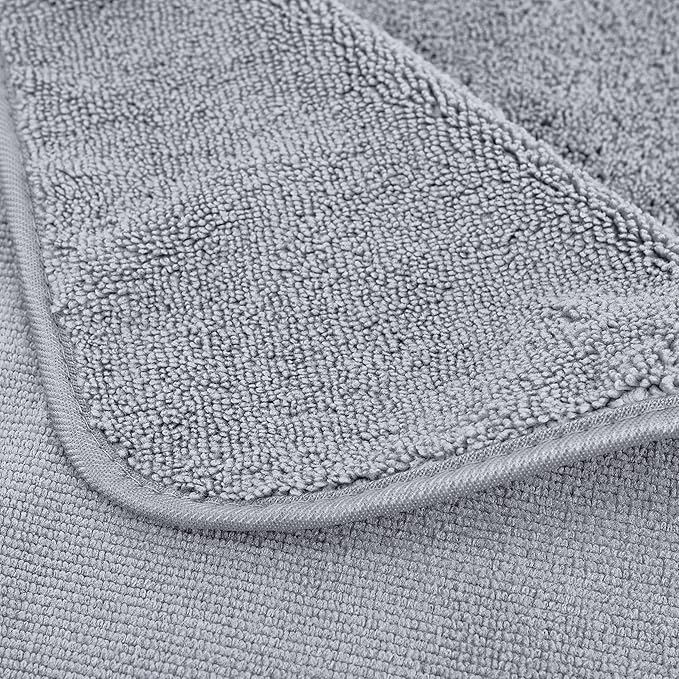 POLYTE Microfiber Quick Dry Lint Free Bath Towel, 57 x 30 in, Pack of 4 (Gray)