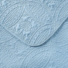 Quilt Set King/Cal King/California King Size Sky Blue - Oversized Bedspread - Soft Microfiber Lightweight Coverlet for All Season - 3 Piece Includes 1 Quilt and 2 Shams, Geometric Pattern