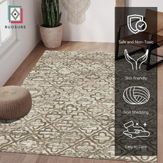 RUGSURE Washable Area Rugs, 4' x 6' - 1/6 Thick - Stain & Water Resistant Non-Slip - Perfect Resistant Rug for Living Room, Bedroom, Nursery, Pet & Child Friendly, Vibrant Colors Rugs, Brown