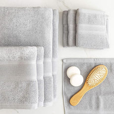 Luzia 8 Piece Bathroom Towel Set - 100% Turkish Cotton, Premium Quality - 2 Bath Towels 2 Hand Towels and 4 Washcloths (Light Grey)