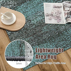 RUGSURE Washable Area Rug - 1/6 Thick - Stain & Water Resistant Non-Slip - Resistant Rug for Living Room, Bedroom, Nursery, Pet & Child Friendly, Vintage Charm Area Rugs (Green, 9' x 12')