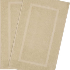 Cotton Paradise 100% Cotton Bath Mats for Bathroom Floor Set of 2 Pack, 20x34 Soft Absorbent Washable Quick Dry Tub Bathmat, Beige Towel Bath Mat
