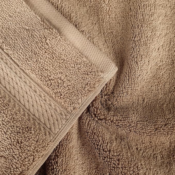BNM Egyptian Cotton Heavyweight Towels, Ideal For Bathroom, Shower, Spa, 800 GSM Bath Towels, Highly-Absorbent, Luxury Bathroom Essentials, Soft Plush Home Basics, Bath Towel Set of 4, Latte Brown