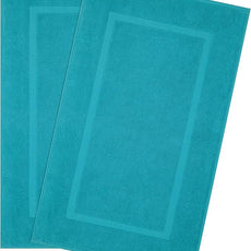 Cotton Paradise 100% Cotton Bath Mats for Bathroom Floor Set of 2 Pack, 20x34 Soft Absorbent Washable Quick Dry Tub Bathmat, Aqua Towel Bath Mat