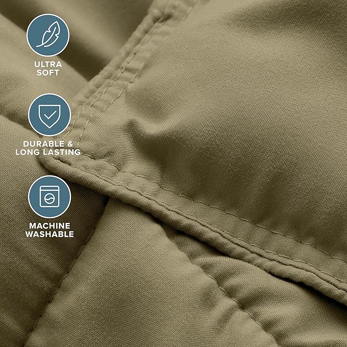 Bare Home Comforter Set - Queen Size - Ultra-Soft - Goose Down Alternative - Premium 1800 Series - All Season Warmth (Queen, Olive)