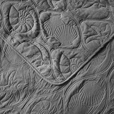 Pure Bedding Quilt Set King/Cal King/California King Size Dark Grey - Oversized Bedspread - Microfiber Coverlet - Includes 1 Quilt and 2 Shams, Ocean Star Pattern