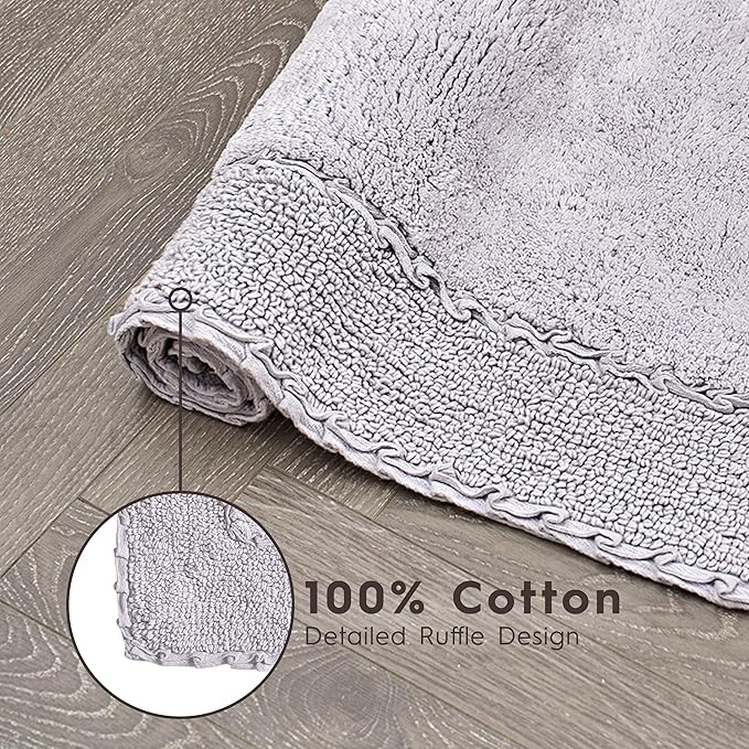 Laura Ashley Ruffle Border Purple 27"x 45" 100% Cotton Bath Rug