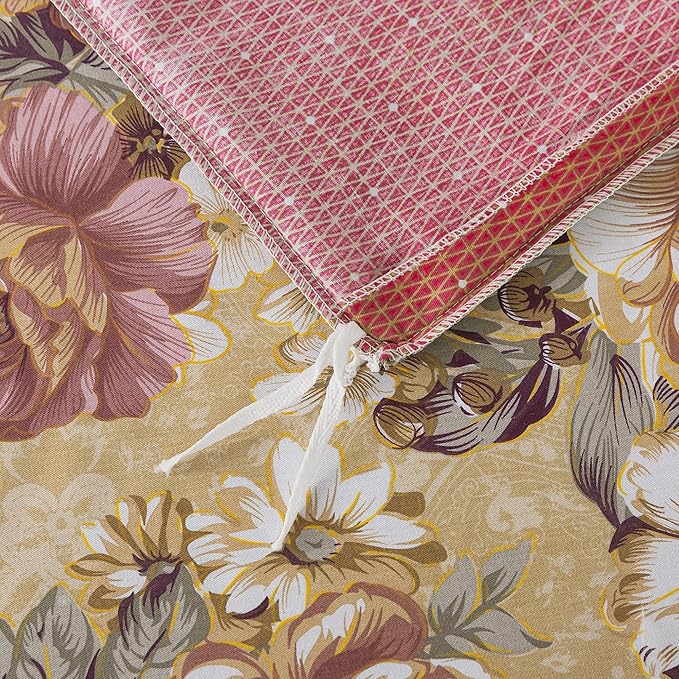 FADFAY Duvet Cover Sets Tan Peony Floral Bedding Shabby Brown Flower Comforter Cover Set Vintage Farmhouse Bedding 100% Cotton Quilt Cover with Hidden Zipper Closure 3Pcs, King/California King Size