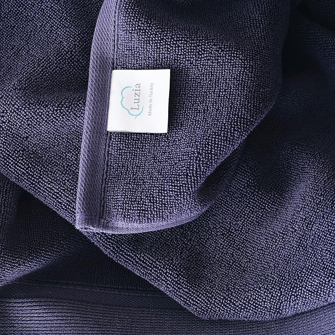 Luzia 8 Piece Bathroom Towel Set - 100% Turkish Cotton, Premium Quality - 2 Bath Towels 2 Hand Towels and 4 Washcloths (Navy Blue)