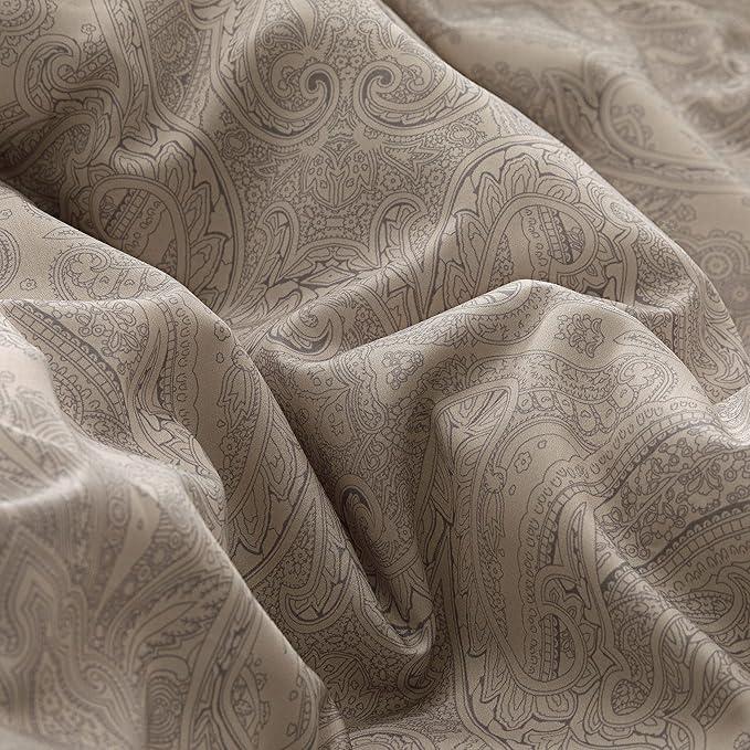 HeimenAogo Egyptian Cotton Duvet Cover California King Sateen Weave, Silky Soft Boho Duvet Cover Zipper Closure, Long Staple Cotton Bed Linen Boteh Damask Medallion Paisley 3Pcs (104"×98")
