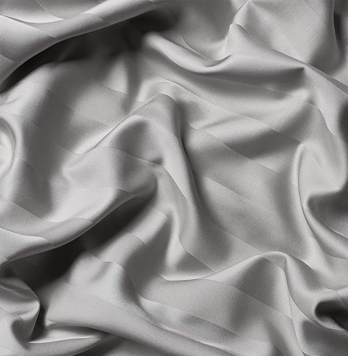 Pure Bamboo Twin Sheets, Genuine 100% Organic Viscose Derived from Bamboo Bed Sheet Set, Luxuriously Soft & Cooling, Double Stitching, 2 Year Quality Promise (Twin, Jacquard Silver)