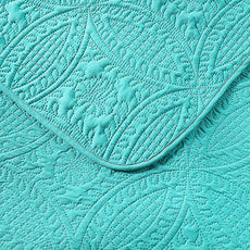 Pure Bedding Quilt Set Full/Queen Size Aqua - Oversized Bedspread - Soft Microfiber Lightweight Coverlet for All Season - 3 Piece Includes 1 Quilt and 2 Shams, Geometric Pattern