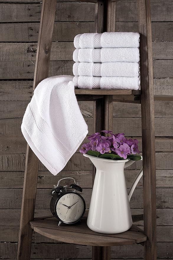 BAGNO MILANO Turkish Towels, Ultra Soft, Plush Luxury Turkih Cotton Bath Towels, Quick Dry Towel Set Made in Turkey (White, 6 Pcs Towel Set)