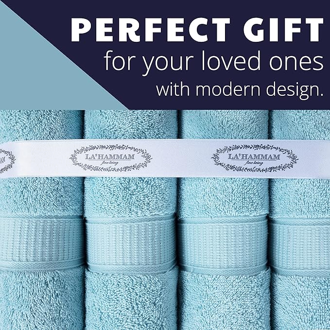 Personalized Towels, Hotel & Spa Quality, Super Soft, Highly Absorbent, Bathroom Towel Sets, 100% Turkish Genuine Cotton Monogrammed Towels 2 Piece Hand Towel Set for Face, Dorm, Gym & Spa, Aqua