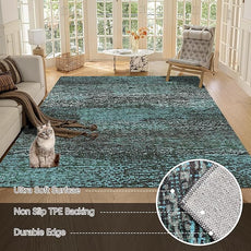 RUGSURE Washable Area Rug - 1/6 Thick - Stain & Water Resistant Non-Slip - Resistant Rug for Living Room, Bedroom, Nursery, Pet & Child Friendly, Vintage Charm Area Rugs (Green, 8' x 10')