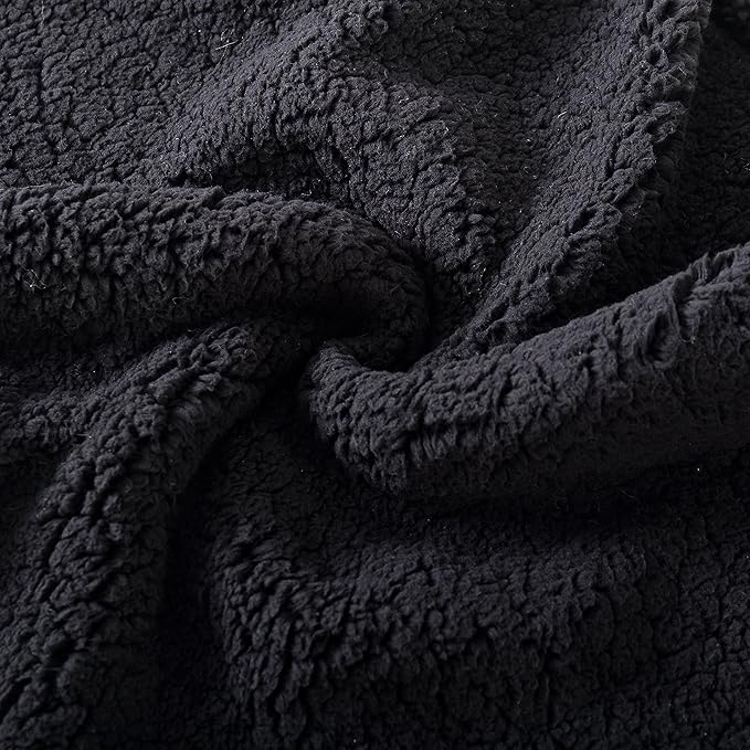 Reafort Ultra Soft Sherpa Euro Sham Pillow Case 26"x26" Replacement with Zipper Closure (Black, 26"x26" Euro Sham)