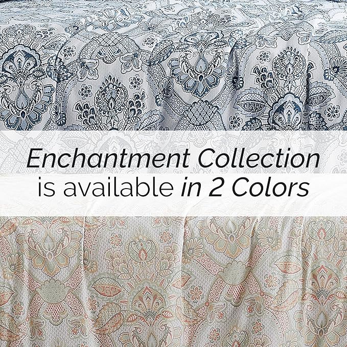 Southshore Fine Living, Inc. Boho Paisley Duvet Cover Twin/Twin XL Set - Premium Quality Microfiber Twin Boho Bedding Sets, Easy Care - 1 Twin Duvet Cover, 1 Sham - Enchantment Coral