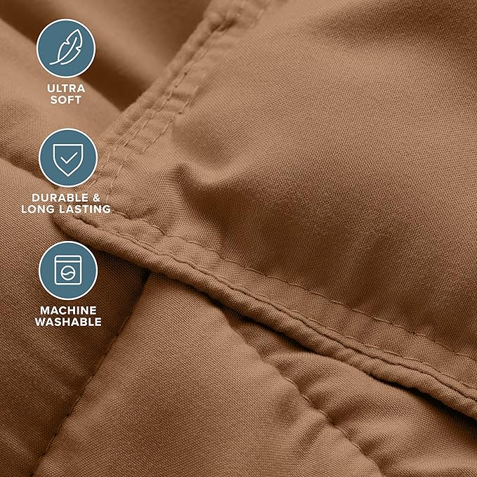 Bare Home Comforter Set - Queen Size - Ultra-Soft - Goose Down Alternative - Premium 1800 Series - All Season Warmth (Queen, Caramel)