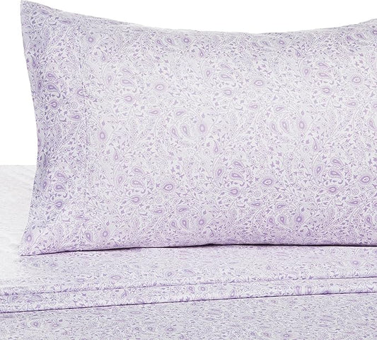 Amazon Basics Lightweight Super Soft Easy Care Microfiber Bed Sheet 3 Piece Set with 14" Deep Pockets - Twin XL, Lavender Paisley AmazonBasics