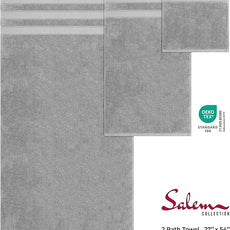 American Soft Linen Salem Turkish Bath Towel Set, 100% Cotton 600 GSM 6 Piece Towels for Bathroom, 2 Bath Towels 2 Hand Towels 2 Washcloths, Light Grey