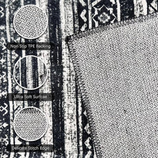 RUGSURE Washable Area Rugs 8' x 10' - 1/6 Thick - Moroccan-Inspired -Stain & Water Resistant Non-Slip - Resistant Rug for Living Room, Bedroom, Nursery, Pet & Child Friendly (Black)