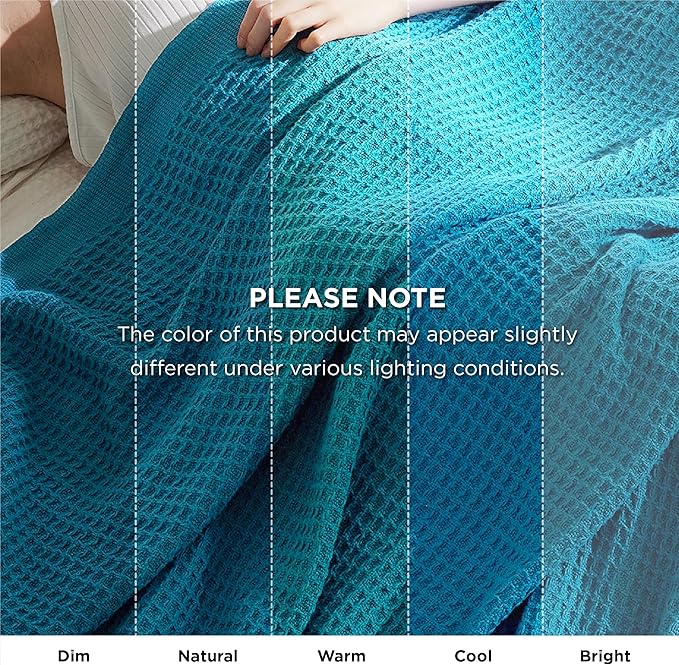 Bedsure Gentlesoft 100% Cotton Blanket Twin XL Size for College Dorm - Breathable and Soft, Waffle Weave Twin Blanket for Summer, Dorm Room Essentials, Teal, 66x90 inches