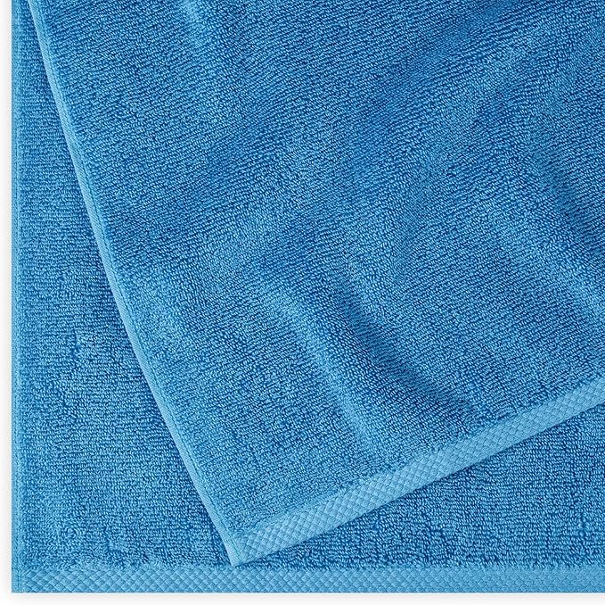 Amazon basics 2 piece Lightweight quick-dry bath towel, 100% cotton, Lake Blue, 54" x 30"