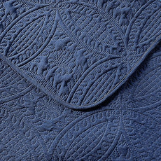 Quilt Set King/Cal King/California King Size Navy - Oversized Bedspread Soft Microfiber Lightweight Coverlet for All Season - 3 Piece includes 1 Quilt and 2 Shams Geometric Pattern