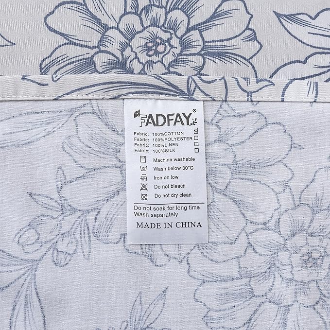 FADFAY Duvet Cover Set Twin Vintage Peony Floral Bedding Shabby Khaki Floral Quilt Cover Set Rustic Farmhouse Bedding 100% Cotton Ultra Soft Comforter Cover with Hidden Zipper Closure 3Pcs, Twin Size