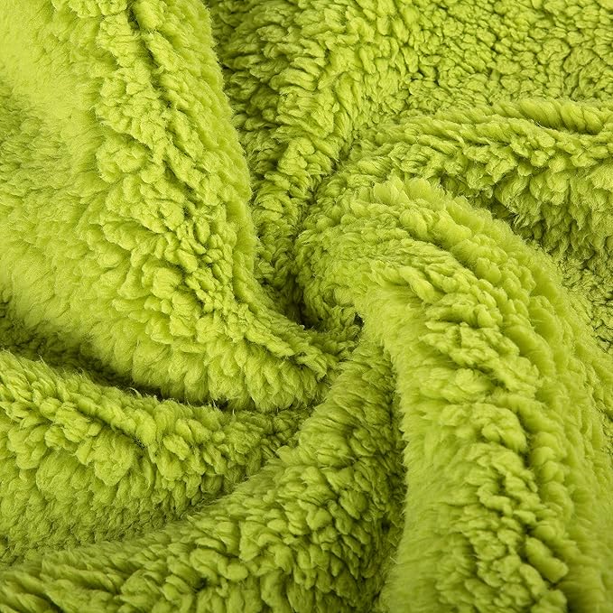 Reafort Ultra Soft Sherpa Body Pillow Cover/Case with Zipper Closure 21"x54" (21"x54" Body Pillow Cover, Lime)