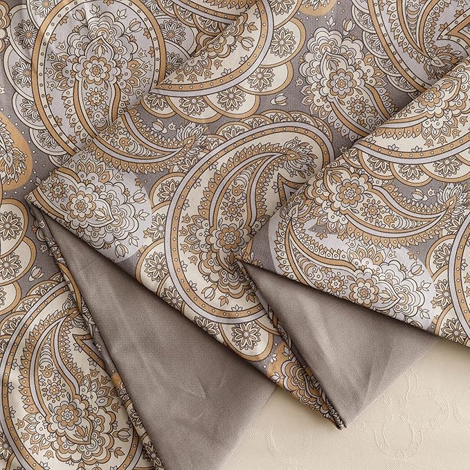 HeimenAogo Egyptian Cotton Duvet Cover Queen Size Sateen Weave, Silky Soft Boho Duvet Cover Zipper Closure, Long Staple Cotton Bed Linen Paisley Pattern 3Pcs