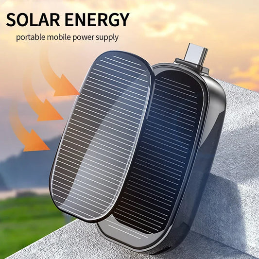 OnePlus 1200mah Solar Mini Power Bank Key Ring Portable Charger Outdoor Camping External Battery Emergent Power 2025 New