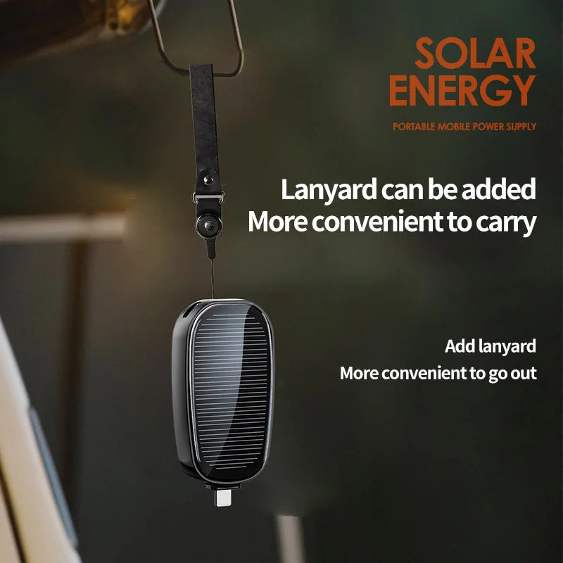 OnePlus 1200mah Solar Mini Power Bank Key Ring Portable Charger Outdoor Camping External Battery Emergent Power 2025 New