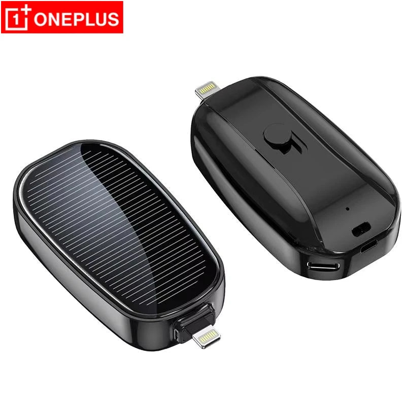 OnePlus 1200mah Solar Mini Power Bank Key Ring Portable Charger Outdoor Camping External Battery Emergent Power 2025 New