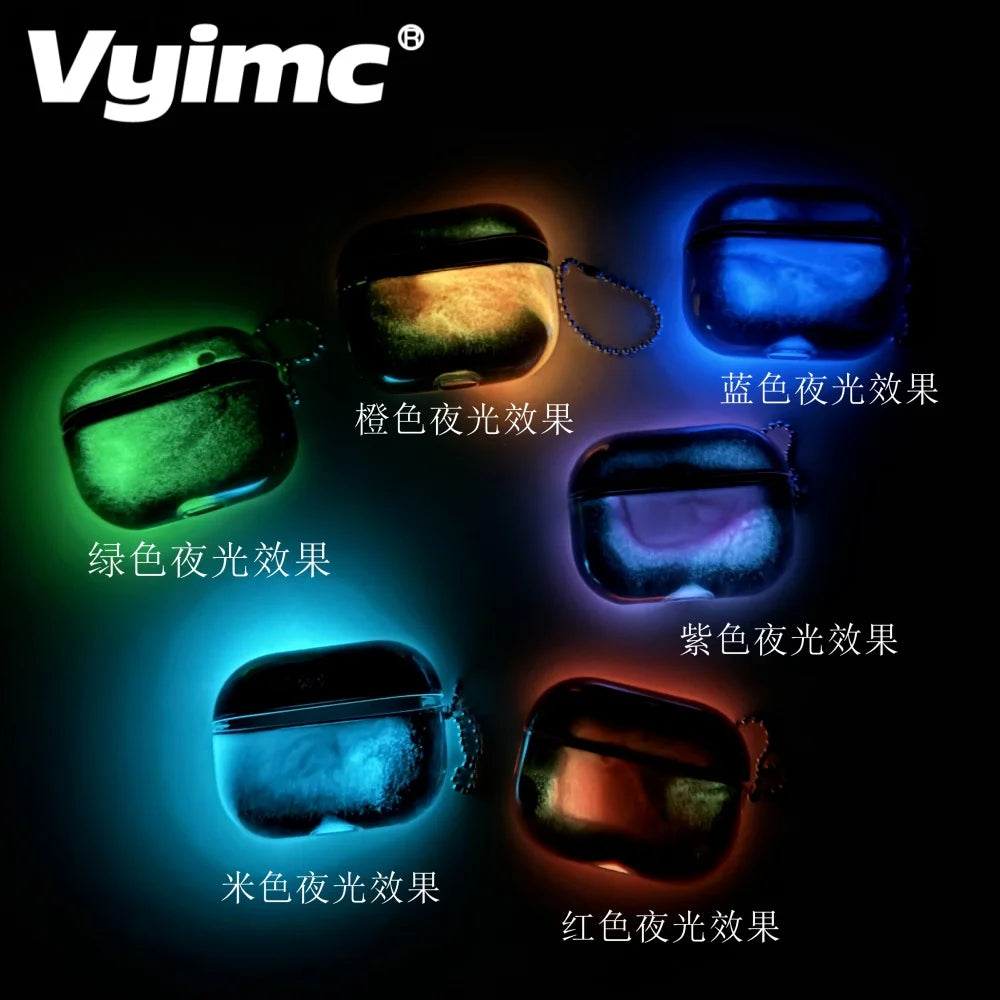 Luminous Glitter Quicksand Earphone Case for AirPods 4 3 2 1 AirPods Pro 3 2 Moving Sand Sparkles Brilliant Dark Headphone Cover Dormly