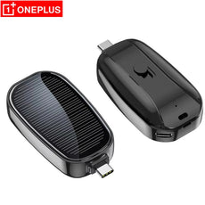 OnePlus 1200mah Solar Mini Power Bank Key Ring Portable Charger Outdoor Camping External Battery Emergent Power 2025 New