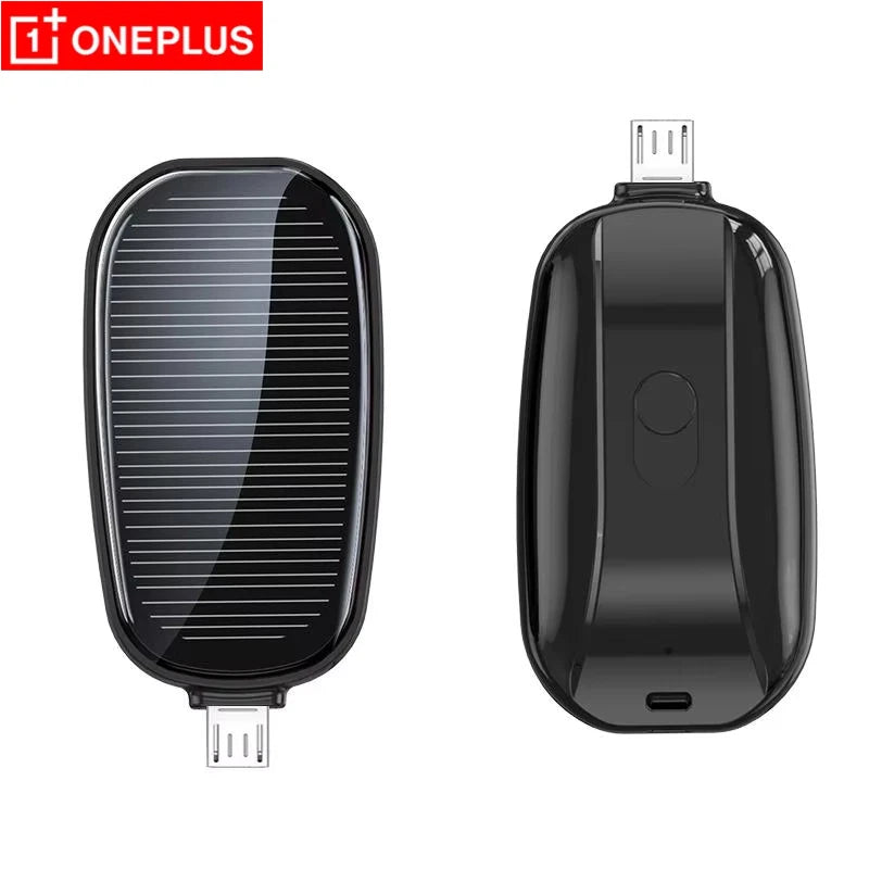 OnePlus 1200mah Solar Mini Power Bank Key Ring Portable Charger Outdoor Camping External Battery Emergent Power 2025 New