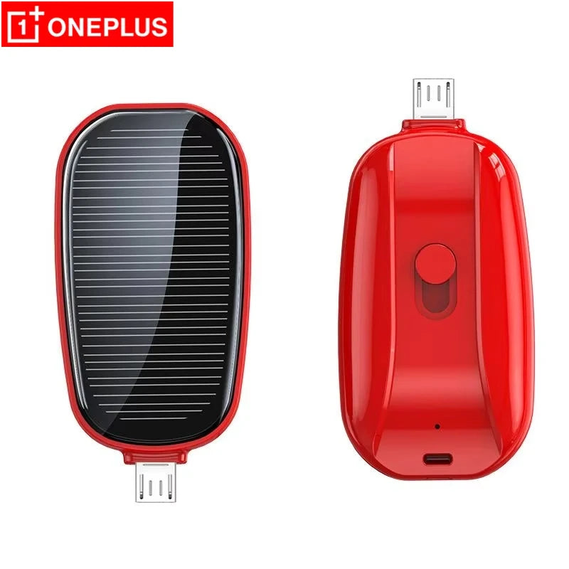 OnePlus 1200mah Solar Mini Power Bank Key Ring Portable Charger Outdoor Camping External Battery Emergent Power 2025 New